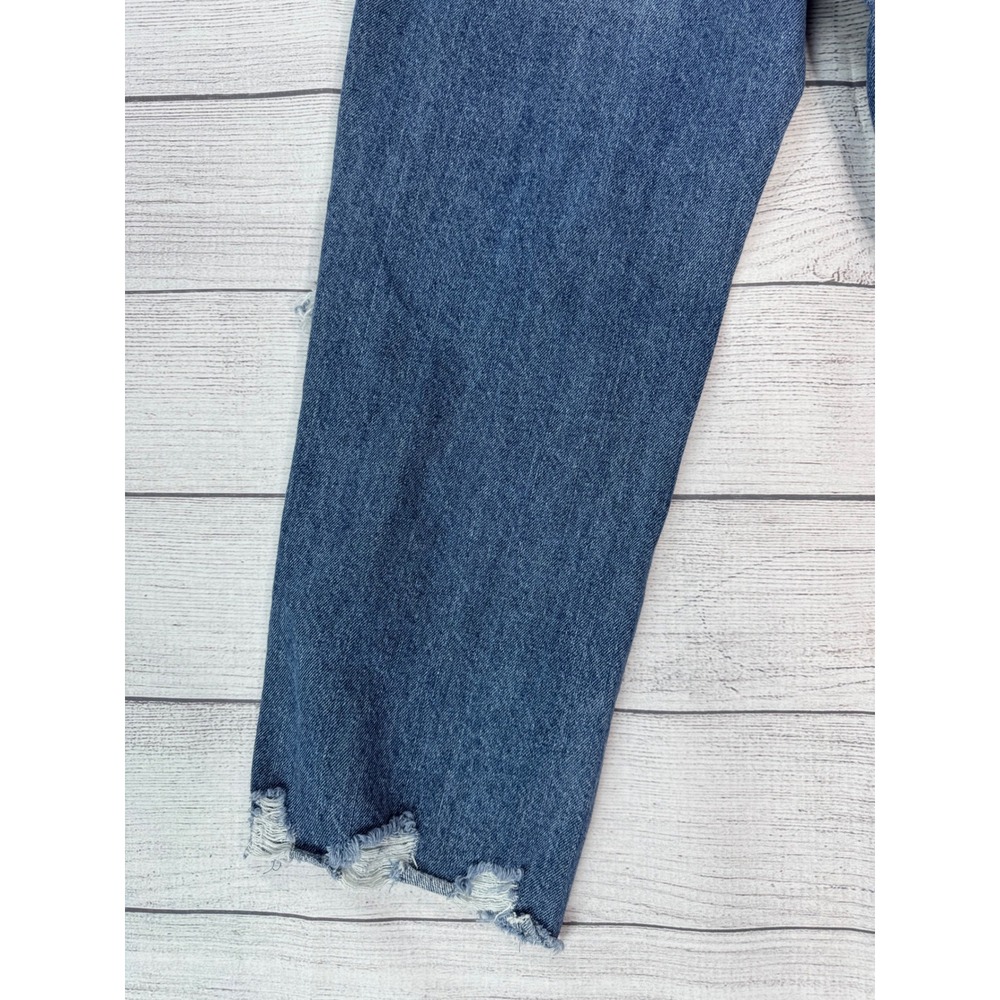 Vanilla Star High Waisted Distressed Straight Leg Jeans Blue Button Fly Size 7 - Picture 12 of 12